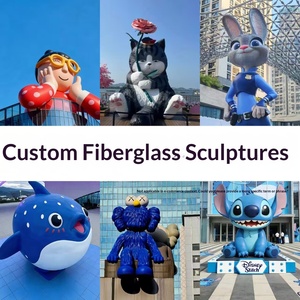 Escultura de arte público hecha a mano de fibra de vidrio, personalizada para exteriores, hermosa exhibición para centros comerciales, imagen de animal de dibujos animados famoso en Internet. - Product Image 2