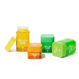Empty Custom 1oz 2oz 3oz 4oz Glass Container Child Proof Resistant Smell Glass Jars Colored Square Child Proof Glass Jars