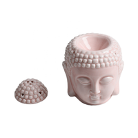 Buddha Head Brûleur d'huile aromatique et diffuseur d'encens Bougeoir en céramique pour la méditation Bois de santal et inhalation d'encens