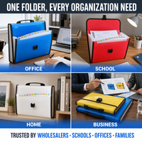 Organizador de Archivos Expandible A4, Carpeta de Acordeón con 13 Bolsillos y Asa, Almacenamiento de Documentos de PP, 500 Hojas, para Uso en Casa, Oficina y Escuela