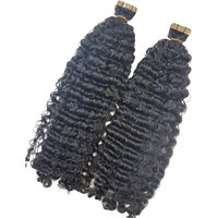 Extensions de cheveux indiens en gros, extensions de cheveux vierges bruts en ruban adhésif, extensions de cheveux bouclés birmans profonds