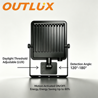 Projecteur LED extérieur étanche IP65 de 10W à 50W avec capteur pour jardin, vente directe d'usine