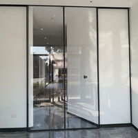 Portes coulissantes en verre et aluminium pour cloisons intérieures personnalisées, profilé en aluminium à cadre étroit, porte coulissante en verre pour salle de bain