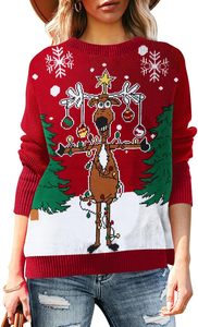 <span class=keywords><strong>Pull</strong></span> tricoté rose à manches longues pour femmes <span class=keywords><strong>pull</strong></span> <span class=keywords><strong>de</strong></span> Noël moche pulls mode d'hiver avec logo avant - Product Image 6