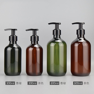 300ml 500ml Color ámbar hombro redondo plástico mascota loción bomba botella para lavado corporal champú jabón líquido - Product Image 5