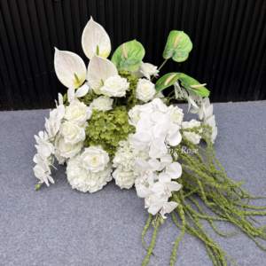 Vente en gros grande pièce centrale de boule de fleur blanche rose pièce maîtresse de boule de fleur de rose de mariage pour la décoration de mariage - Product Image 4