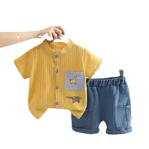 Yaz yürümeye başlayan Denim setleri çocuk setleri çocuk erkek gömlek ve pantolon kot 2022 çocuklar için