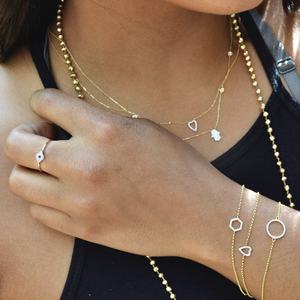 पेशींग ने हैमसा क्यूबिक जिरकोनिया हीरा बेज़ेल 925 स्टर्लिंग चांदी 14k सोने में स्टाइलिश नेकलेस सेट किया - Product Image 5