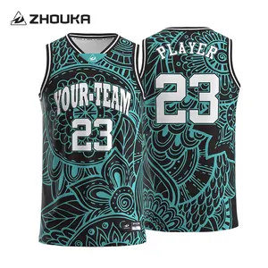 Individuelles Design beste Qualität sublimiert Basketballtrikot Oberteile Stickerei Netz Basketball Einzelnuniformen Mannschaftsbekleidung für Herren Jugend