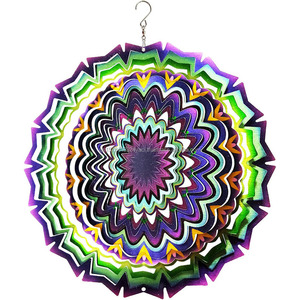 Mandala éolienne 3D, sculpture éolienne en métal découpé au laser, motif floral géométrique, décoration suspendue pour jardin, intérieur et extérieur - Product Image 2