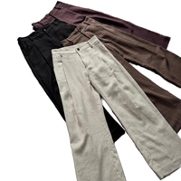 Pantalon en lin taille haute pour homme, coupe large droite, plissé, avec braguette boutonnée, multicolore, drapé, décontracté, vente en gros, personnalisable OEM
