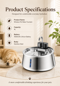Stainless Steel Automatic Pet Water Fountain With Filter System For <b>Cats</b> Indoor Use Rounded Modern Design 4L Capacity - Product Image 6