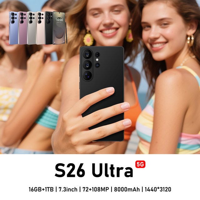 S26 ULTRA GPS Navigation 5G Mobile 72MP+108MP Camera 7.3" 120Hz Screen 8000mAh 16GB+1TB Global Dual SIM Night Mode CE Marked