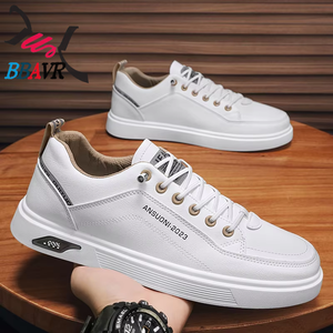 Zapatos Casuales para Hombre al por Mayor, Elegantes y Cómodos, Planos, para Skateboard, Ligeros, Transpirables, con Parte Superior de Cuero y Entresuela de Goma - Product Image 1