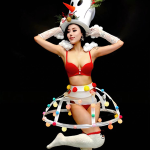 बार <span class=keywords><strong>2025</strong></span> क्रिसमस प्रबुद्ध स्नोमैन नाइट क्लब पार्टी गोगो सेक्सी dj लड़की समूह प्रदर्शन मंच नृत्य पोशाक 100% पॉलिएस्टर - Product Image 1