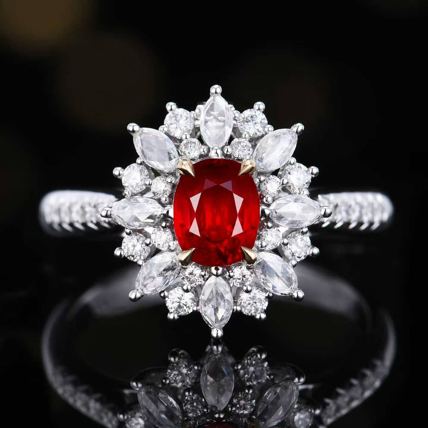 Bague diamant rubis naturel