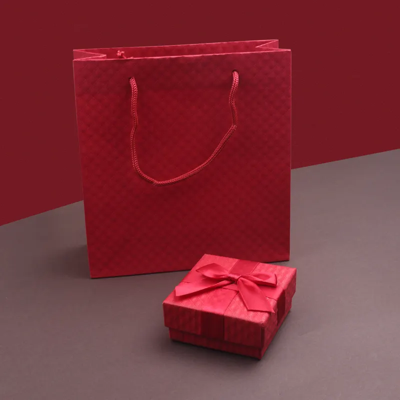 Eco Friendly Cheap Luxury Small Red Paper Jewelry Gift Bag with Jewellery Box