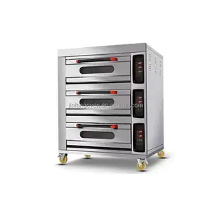 Mesin Pemanggang Cerdas Oven 3 Dek 6 Nampan, Oven Dek Listrik, Peralatan Pemanggang Komersial Oven Pizza Listrik