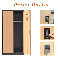 Armoire de rangement en métal avec porte verrouillable, 2 portes, armoires en acier, rangement pour vêtements, garde-robe pour garage, maison, bureau, salle de sport
