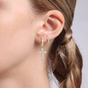<span class=keywords><strong>Orecchini</strong></span> a Croce in Argento Sterling 925 con Moissanite VVS, Placcati in <span class=keywords><strong>Oro</strong></span> 14K, <span class=keywords><strong>Set</strong></span> di <span class=keywords><strong>Orecchini</strong></span> Ipoallergenici Leggeri per Uomo e Donna - Product Image 2