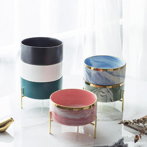 Ikitchen 2022 hayvan mama kabı beyaz seramik köpek kasesi Metal tutucu ile lüks yavaş besleyici seramik kedi köpek kase toptan özel - Product Image 3