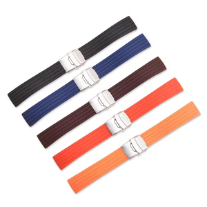 LAIHE Wholesale Silicone <strong>Rubber</strong> <strong>Watch</strong> Bands for Men Women 5 Colors-Black Brown Orange Red Blue Sizes 18mm 22mm Stock Available - Product Image 1