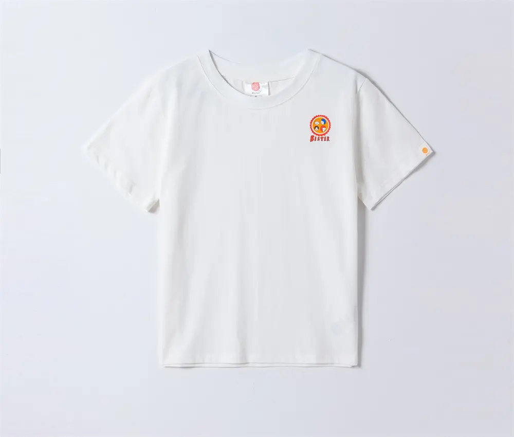 Kids Bister Button Embleme Short Sleeve T Shirt White