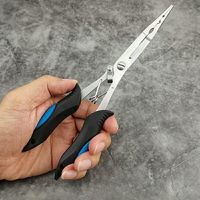 Pince à bec plat longue en acier inoxydable, fonction de pêche, utilisation en rivière, dépose des hameçons, coupe des lignes tressées, outils