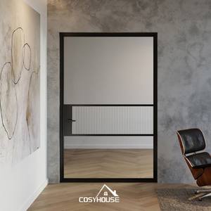 Double porte intérieure moderne en verre d'alliage d'aluminium pour l'usage d'hôtel d'entrée de salle de bains avec l'isolation thermique et la serrure de sécurité futée - Product Image 6