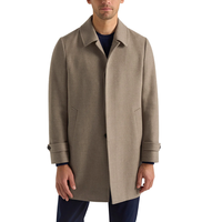 Pardessus en laine marron coupe classique pour homme avec poches latérales à revers crantées Trench à simple boutonnage Vêtements d'extérieur imperméables