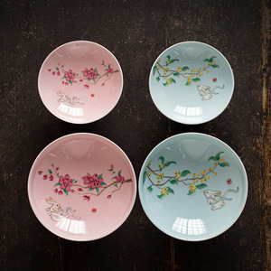 Plateau à fruits haut en céramique de style chinois, plat rond en porcelaine de luxe rétro, plateau à thé et à collations, plat à dessert et à pâtisserie pour les fêtes - Product Image 3