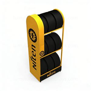 Support de présentation au sol en métal personnalisé avec roulettes pour pneus de voiture, exposition en magasin de réparation automobile et de detailing automobile - Product Image 4