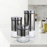 Bocaux de conservation alimentaire en verre personnalisés en gros avec couvercle en acier inoxydable, récipients hermétiques pour épices, café, thé, fournitures de cuisine et de garde-manger
