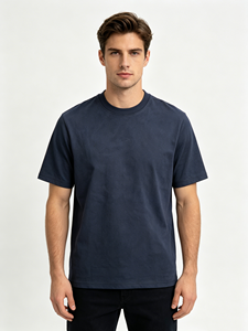 Fornitore all'Ingrosso di T-shirt Blu in Maglia 100% Cotone con Spalle Scese, Personalizzabile con Logo, Abbigliamento Uomo per Acquisti all'Ingrosso - Product Image 2