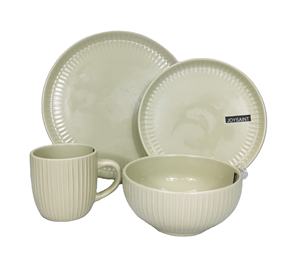 Service de table en grès à prix avantageux, émaillé et gaufré, 16 pièces, compatible <span class=keywords><strong>micro</strong></span>-ondes et lave-vaisselle - Product Image 1