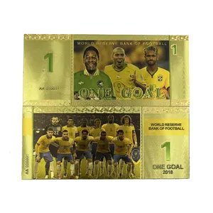 RTS waterproof pet commemorative Collection Gift Brazil Pele Football Star Soccer 24k Gold Foil Banknote