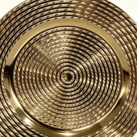 Assiette de présentation en PP plaqué or de luxe, torsadée et embossée, pour mariage, hôtel, banquet, décoration de table