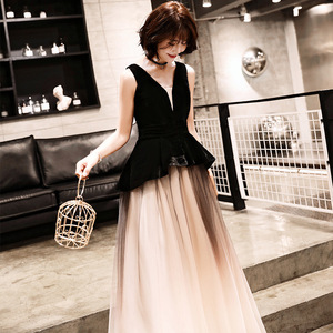 Robe de soirée longue noire, nouvelle collection été, pour hôte - Product Image 4