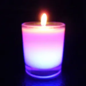 Glass Bottle color changing remote control candle wax LED candle