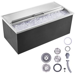 <span class=keywords><strong>Bac</strong></span> à glace commercial <span class=keywords><strong>avec</strong></span> <span class=keywords><strong>couvercle</strong></span> coulissant, seau à glace de bar, chariot à glace en acier inoxydable, glacière encastrable mobile - Product Image 1