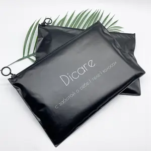 Luxe Op Maat Gemaakte Logo Zwart Matte Pvc Kleding Verpakking Plastic Ritssluiting Tas Voor Zwemkleding Ritssluiting Etui