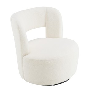 Fauteuil pivotant confortable et moderne en tissu Teddy doux, fauteuil d'appoint rembourré pour salon, chambre, bureau à domicile, bar - Product Image 5