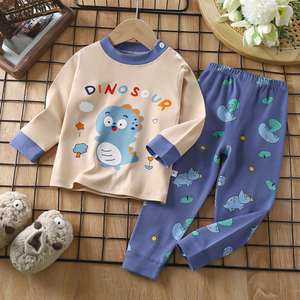 Grosir pakaian katun kartun pakaian Jogging musim dingin piyama anak-anak setelan lengan panjang - Product Image 3