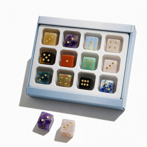 Jeu de dés en pierre de cristal naturelle avec points dorés, dés carrés en pierres précieuses, coffret cadeau pour jeux de société, décoration et jeux en famille - Product Image 1