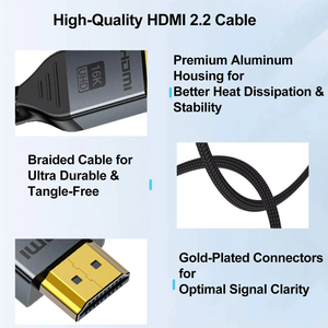 Câble <span class=keywords><strong>HDMI</strong></span> 2.2 Justlink 16K 96 Gbps <span class=keywords><strong>EARC</strong></span> plaqué or tressé, HDMI2.2 vers <span class=keywords><strong>HDMI</strong></span> pour HDTV, moniteur, PC, ordinateur portable - Product Image 2
