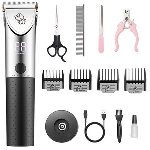 Cortadora de pelo eléctrica para mascotas, kit de aseo para perros con pantalla LCD recargable, peines y accesorios - Product Image 1