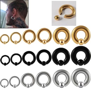 ต่างหูเจาะร่างกายสแตนเลสสตีล สีดำทอง แบบสปริงแอคชั่น แคปตีฟบีดริง CBR 2G 4G 6G 8G 0G 00G เครื่องประดับร่างกาย - Product Image 2