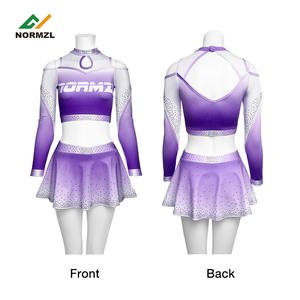 맞춤형 치어리딩 유니폼 모조 다이아몬드 승화 치어리딩 웜 업 퍼플 응원 복장 - Product Image 3