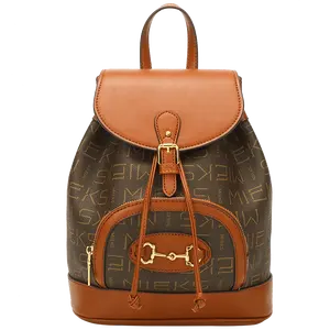 Buckle Retro PU Leather Outdoor Shopping Women's Girls Mom Backpack College Wind Commuting Style
