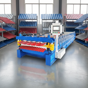 Machine de formage à rouleaux à grande vitesse pour tôles ondulées simples et doubles, profilées <span class=keywords><strong>IBR</strong></span>, pour la fabrication de tuiles de toiture, avec engrenage de roulement - Product Image 1